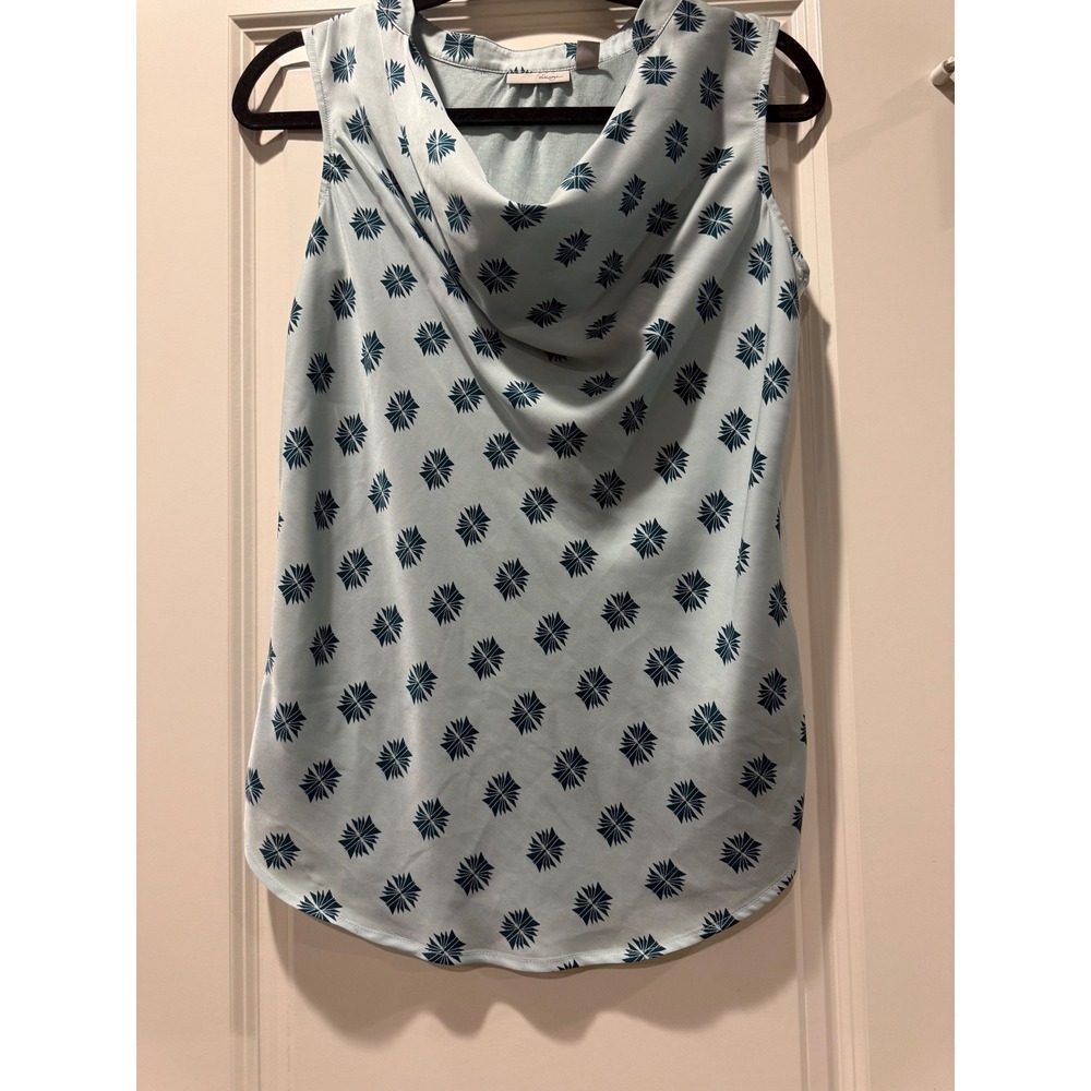 Halogen‎ Womens Light Blue Floral Starburst Cowl Neck Sleeveless Top Small